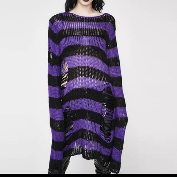 Green/black Distressed Oversize Sweater - Picture 4 of 15